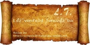 Lövenfeld Tonuzóba névjegykártya